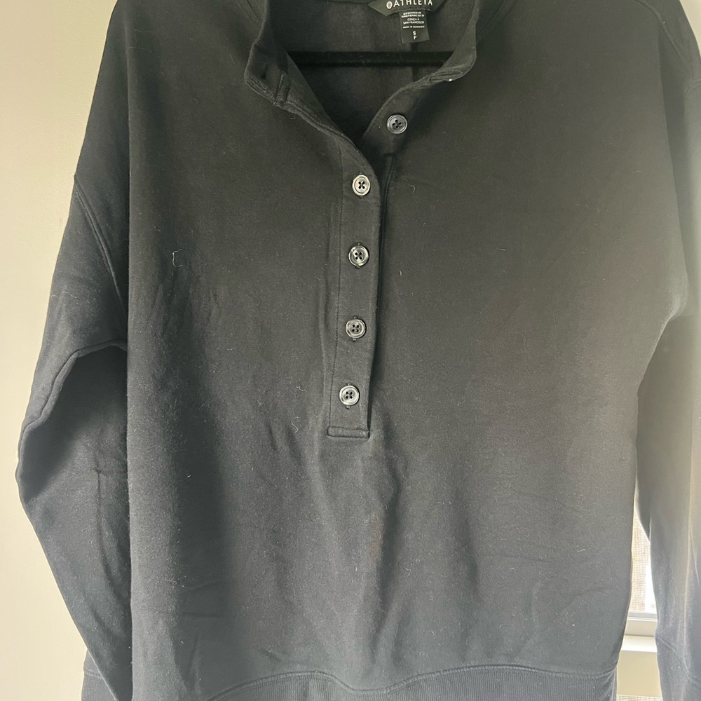 Athleta Women's Black Button-Up Sweatshirt
